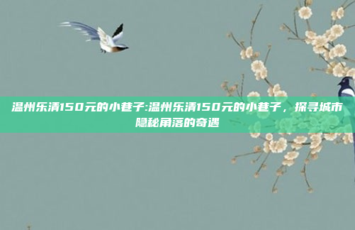 温州乐清150元的小巷子:温州乐清150元的小巷子，探寻城市隐秘角落的奇遇