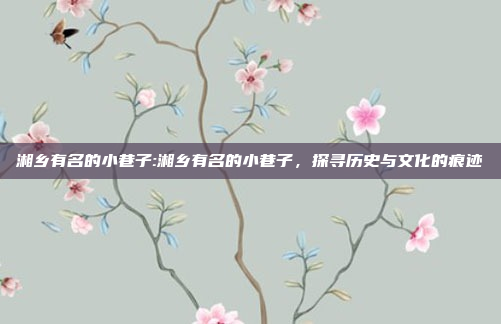 湘乡有名的小巷子:湘乡有名的小巷子，探寻历史与文化的痕迹