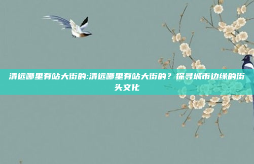 清远哪里有站大街的:清远哪里有站大街的？探寻城市边缘的街头文化