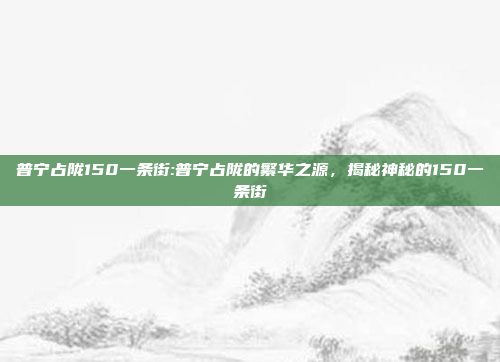 普宁占陇150一条街:普宁占陇的繁华之源，揭秘神秘的150一条街