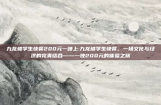 九龙坡学生快餐200元一晚上:九龙坡学生快餐，一场文化与经济的完美结合——一晚200元的体验之旅