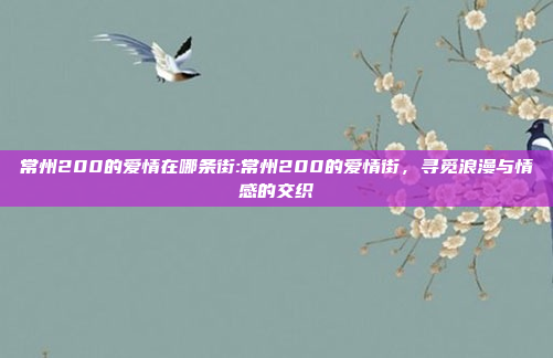 常州200的爱情在哪条街:常州200的爱情街，寻觅浪漫与情感的交织