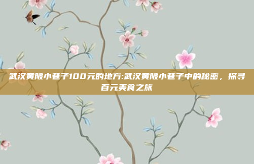 武汉黄陂小巷子100元的地方:武汉黄陂小巷子中的秘密，探寻百元美食之旅