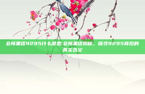 会所黑话9295什么意思:会所黑话揭秘，探寻9295背后的真实含义