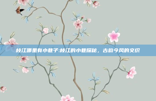 枝江哪里有小巷子:枝江的小巷探秘，古韵今风的交织