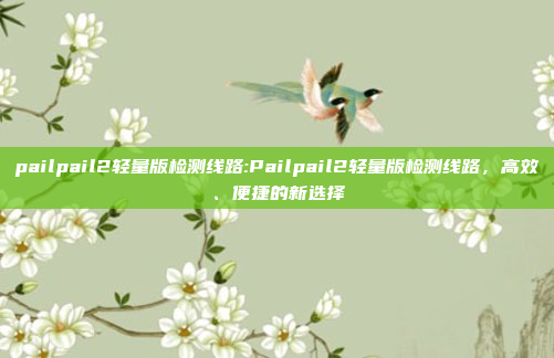 pailpail2轻量版检测线路:Pailpail2轻量版检测线路，高效、便捷的新选择