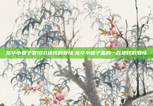 龙华小巷子里100块钱的爱情:龙华小巷子里的一百块钱的爱情